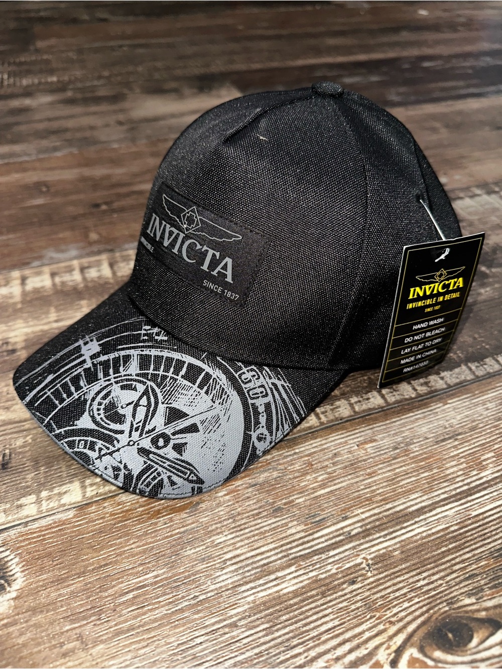 Invicta Black Cap with Gray Graphic Brim